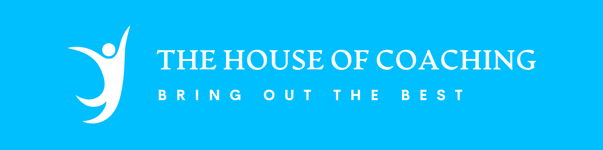 The House of Coaching - White logo on blue background